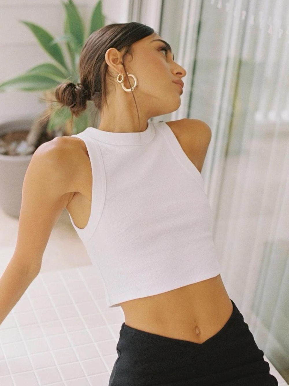 Princess Polly White Organic Ribbed Crop Top